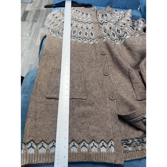 Max Edition Fair Isle Knit Cardigan Sweater Womens XL Beige Effortless cabincore - Picture 7 of 8
